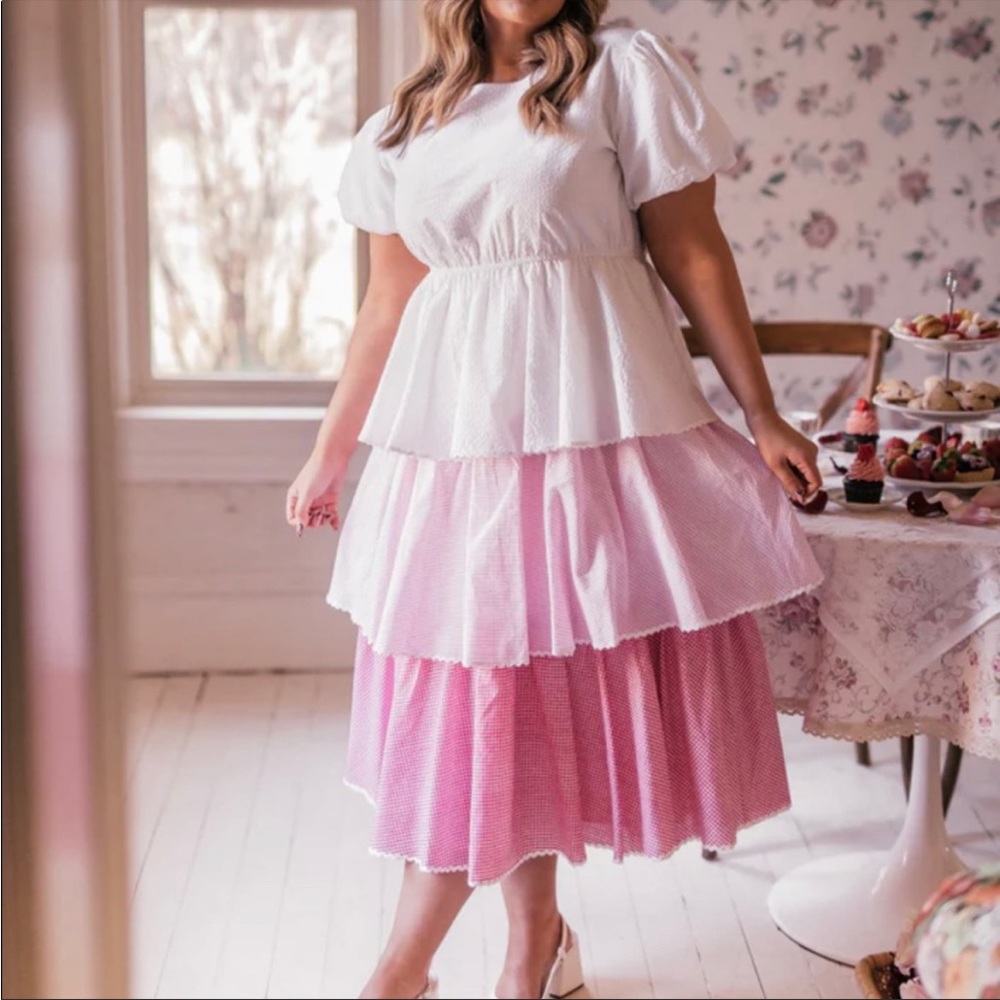 Jessa Kae beautiful pink layered cotton dress